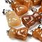 Natural Topaz Jade Pendants, with 201 Stainless Steel Finding, Cat, 24~25x15~16x9~10mm, Hole: 4.5x7mm