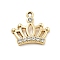 Alloy Rhinestone Pendants, UV Plated, Crown, Golden, 18.5x20.5x3mm, Hole: 1.6mm