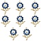 8Pcs Alloy Enamel Pendants, Golden, Sunflower, Marine Blue, 27x19x3.5mm, Hole: 1.8mm