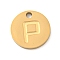 Ion Plating(IP) 304 Stainless Steel Pendants, Laser Cut, Flat Round with Letter Charm, Golden, Letter P, 10x1mm, Hole: 1.4mm