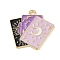 Tarot Style Alloy Eanaml Pendants, Golden, Rectangle, 23x23x1.5mm, Hole: 2mm