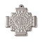 Non-Tarnish 304 Stainless Steel Pendants, Cross with Cssml Ndsmd Cross God Father/Saint Benedict, Stainless Steel Color, 44.5x39x3mm, Hole: 2mm