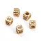 Brass Micro Pave Clear Cubic Zirconia Beads, Cube with Boy, Golden, 8.5x8.5x8.5mm, Hole: 3.5mm