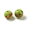 Handmade Lampwork Beads, Round, Olive Drab, 11~12.5x10~12mm, Hole: 1~1.8mm