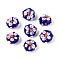 Handmade Lampwork Beads, Bumpy Flat Round & Flower, Dark Blue, 14~16x10~11.5mm, Hole: 1~1.4mm