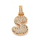 Brass Micro Pave Cubic Zirconia Pendants, Real 18K Gold Plated, Clear, Letter S, 18.5~24x12.5~25.5x5~5.5mm, Hole: 5x3mm