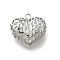 Brass with Cubic Zirconia Pendants, Hollow Heart Charms, Platinum, 20x23x12mm, Hole: 2mm