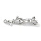 Brass Fold Over Clasps, Bowknot, Platinum, 30.5x8x6mm, Hole: 1.5mm