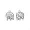304 Stainless Steel Charms, Elephant, Stainless Steel Color, 13.5x12x3mm, Hole: 1.5mm