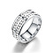 201 Stainless Steel Rhinestone Finger Ring, Stainless Steel Color, 8mm, US Size 8(18.1mm)