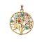 Resin & Lampwork Pendants, with Tibetan Style Alloy Pendants, Flat Round with Tree of Life, Antique Golden, 42.5x38x5mm, Hole: 7x3.5mm