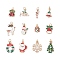 12Pcs Christmas Alloy Enamel Pendants, with 304 Stainless Steel Open Jump Rings, Mixed Shapes, Mixed Color, 14~24x7.5~19x1.5~2.5mm, Hole: 4.5mm