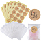 120Pcs Flat Translucent Glassine Waxed Paper Treat Bags Cookie Bags, with 10 Sheets Round Dot Sealing Adhesive Gift Stickers, Word, Bag: 10.5x7.2x0.02cm, Sticker: 35mm, 12pcs/sheet