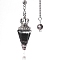 Natural Obsidian Chip & Resin Dowsing Pendulum Big Pendants, with Platinum Plated Metal Crown, Cone Charm, 300mm