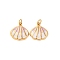 304 Stainless Steel Enamel Charms, Shell Shape Charm, with Jump Ring, Ion Plating(IP), Real 18K Gold Plated, 13.5x13x2mm, Hole: 2.5mm