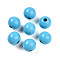 Painted Natural Wood Beads, Round, Deep Sky Blue, 16mm, Hole: 4mm
