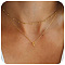Bohemian Style Stainless Steel Double Layer Initial Pendant Necklaces, Golden, Letter V, 15.75~19.69 inch(40~50cm)