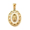 Golden 304 Stainless Steel Pendants, with Shell, Hollow Oval with Heart, Letter W, 23x16.5x2mm, Hole: 5.5x3mm