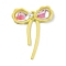 Golden Alloy Glass Pendants, with Plastic Pearl, Bowknot, Champagne Yellow, 29.5x22.5x5mm, Hole: 1.5mm