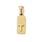 304 Stainless Steel Pendants, Golden, Rectangle with Letter Charm, Letter T, 17.5x6.5x3mm, Hole: 3x6mm