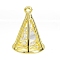 Brass with Clear Cubic Zirconia Pendants, Long-Lasting Plated, Cone Shape Charms, Golden, 13.5x10mm, Hole: 0.9mm