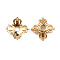 Brass Bead Caps, 4-Petal, Long-lasting, Flower, Real 14K Gold Plated, 8x8x2mm, Hole: 1.3mm