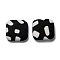 Cotton Cloth Cabochons, with Aluminum, Square, Black & White, Mixed Color, 18x18x5mm