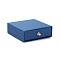 Square Paper Drawer Jewelry Set Box, with Brass Rivet, for Earring, Ring and Necklace Gifts Packaging, Marine Blue, 9x9x3~3.2cm