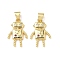 Brass Micro Pave Cubic Zirconia Pendants, Robot, Lead Free & Cadmium Free, Long-Lasting Plated, Real 18K Gold Plated, 17.5x12.5x2.5mm, Hole: 4.5x3.5mm