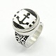Eco-Friendly Zinc Alloy Flat Round Glass with Patterns Cabochon Snap Button Finger Rings X-RJEW-M007-M-2