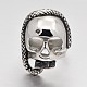 Cráneo de halloween con la serpiente anillos de dedo de ancho de banda 316 de rhinestone de acero inoxidable de los hombres retro personalizado RJEW-J066-26-18mm-1
