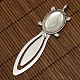 25x18mm Oval Glass Cabochon Cover for Antique Silver DIY Alloy Portrait Bookmark Making DIY-X0121-AS-NR-2