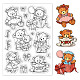 GLOBLELAND Happy Birthday Clear Stamps Gift Teddy Bear Teacup Silicone Clear Stamp Seals for Cards Making DIY Scrapbooking Photo Journal Album Decoration DIY-WH0167-56-942-1