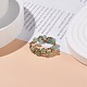 Natural Green Aventurine & Glass Seed Braided Bead Finger Ring RJEW-JR00465-02-2