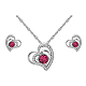 Real 18K Platinum Plated Alloy Austrian Crystal Heart Jewelry Sets SJEW-DD0001-001C-1