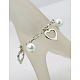 Great Valentine Gifts for Her Charm Glass Pearl Bracelets BJEW-JB00657-2