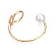 Bracelet manchette ouvert en alliage métallique avec perle en plastique pour femme BJEW-S118-122G-2