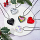 FIBLOOM 5Pcs 5 Colors Heart Glass Pendant Necklaces Set with Waxed Cord for Women NJEW-FI0001-05-7