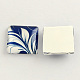 Cabuchones de cristal cuadrados de azul y blanco porcelana GGLA-S022-12mm-09-2