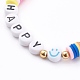 Bracelets extensibles en perles heishi en pâte polymère arc-en-ciel pour la Saint-Valentin BJEW-JB05942-3