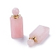 Colgantes de frascos de perfume de cuarzo rosa natural facetados que se pueden abrir G-P435-C-03G-2