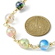 Résine avec colliers à chaîne de perles rondes en feuille d'or NJEW-JN04361-01-3