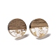 Плоские круглые серьги-гвоздики из смолы и орехового дерева с 304 штифтом из нержавеющей стали для женщин EJEW-N017-010B-02-1