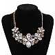 Fashion Women Jewelry Zinc Alloy Glass Rhinestone Flower Bib Statement Choker Collar Necklaces NJEW-BB15155-B-5