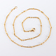 304ステンレススチール製チェーンネックレス  カニカン付き  ゴールドカラー  17.7インチ（44.9cm）  3mm MAK-N016-10G-2