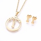 304 Stainless Steel Rhinestone Pendant Necklaces and Stud Earrings Jewelry Sets SJEW-L194-01I-1