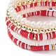 Ensemble de bracelets extensibles en perles heishi en argile polymère faits à la main BJEW-JB07401-03-5