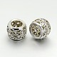 Hollow Brass Micro Pave Cubic Zirconia Large Hole Beads ZIRC-M039-19P-RS-1