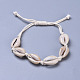Bracelets de perle tressés en coquille de cauris réglables BJEW-JB04271-1