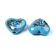 Flower Printed Opaque Acrylic Heart Beads SACR-S305-28-O02-3